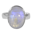 New Rainbow Moonstone Oval Shape Gemstone & 925 Silver Ring Plain Jewelry